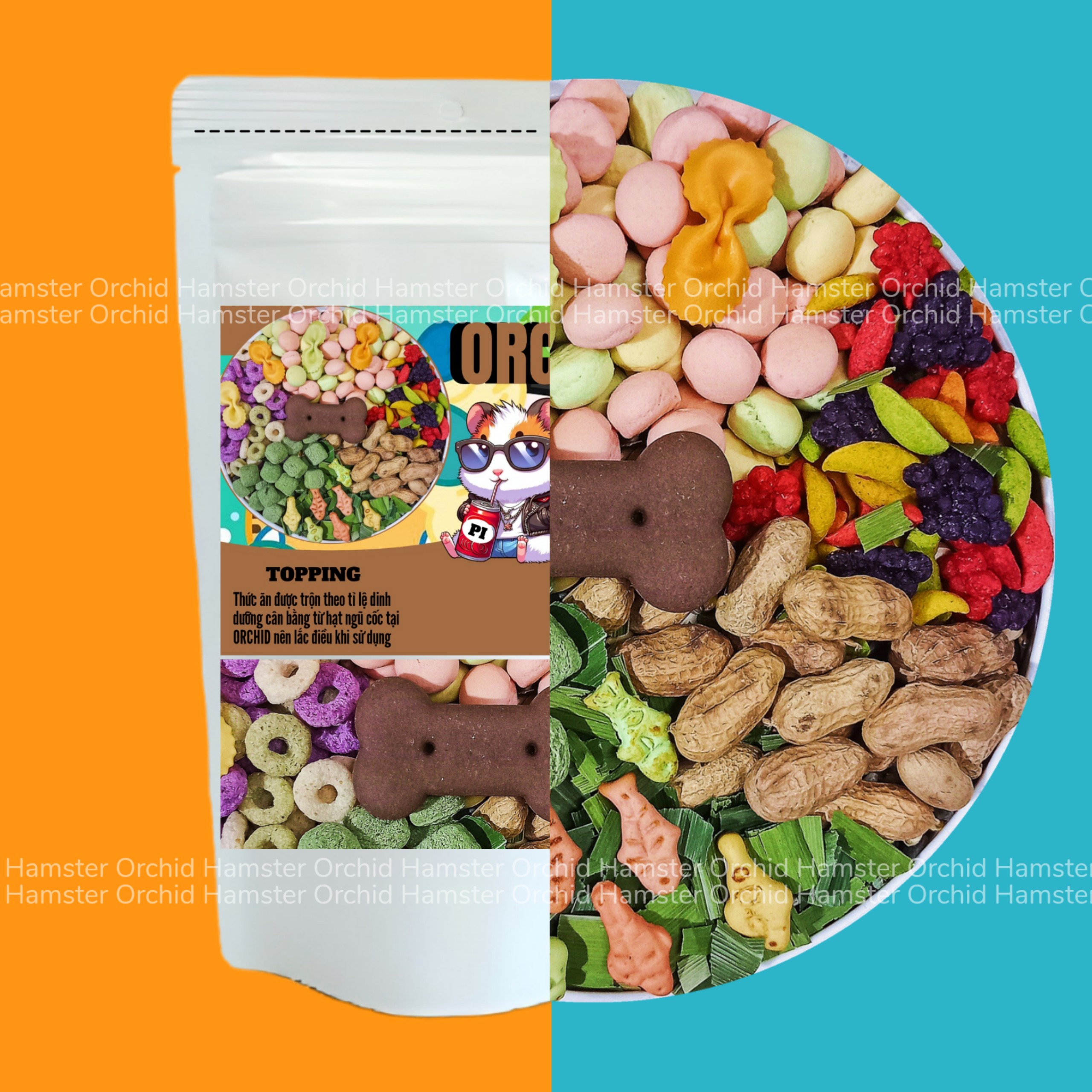 Thức ăn hamster cao cấp 1kg vị topping hạt lớn
