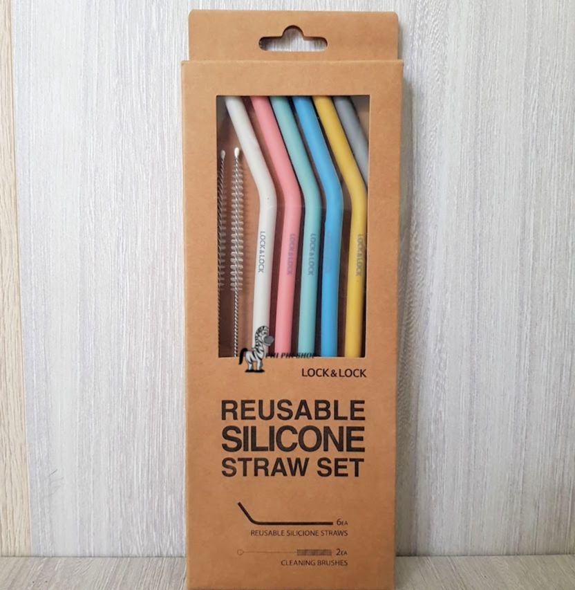 [HCM] Bộ 6 ống hút silicone Lock&Lock TLL080 , Bộ 3 ống hút silicone FaSoLa SH-164 kèm cọ rửa