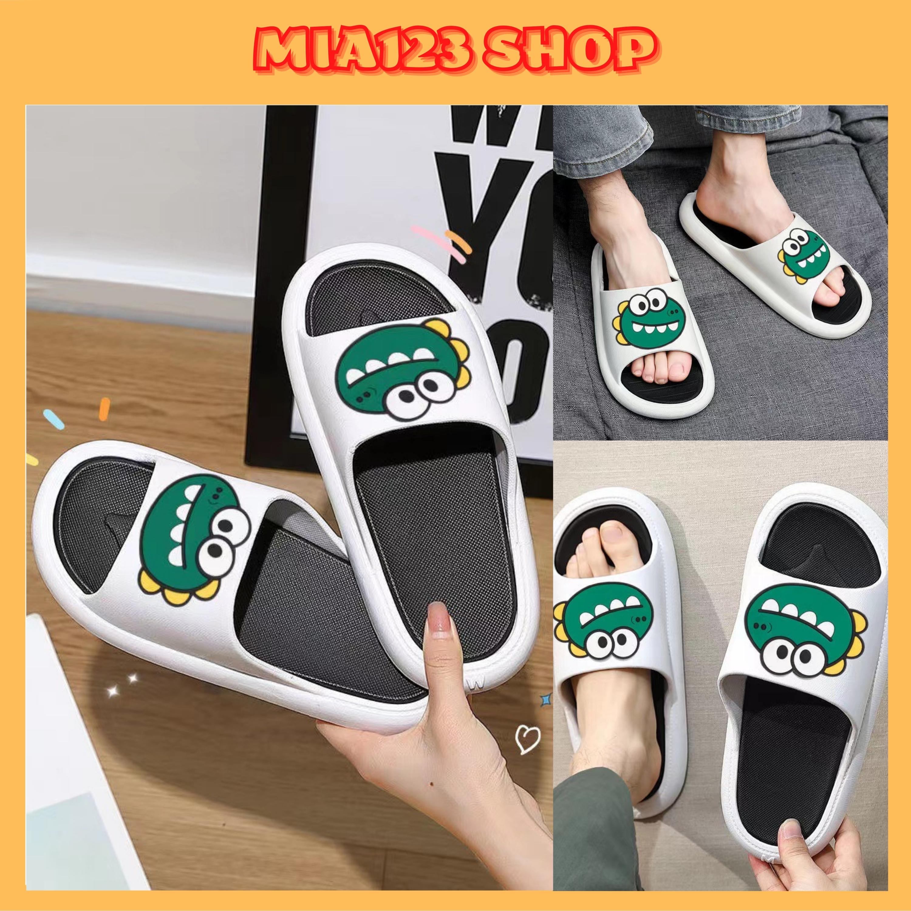 Dép nữ cute dễ thương mang trong nhà dép khủng long đế mềm nguyên khối có video thật shop tự quay