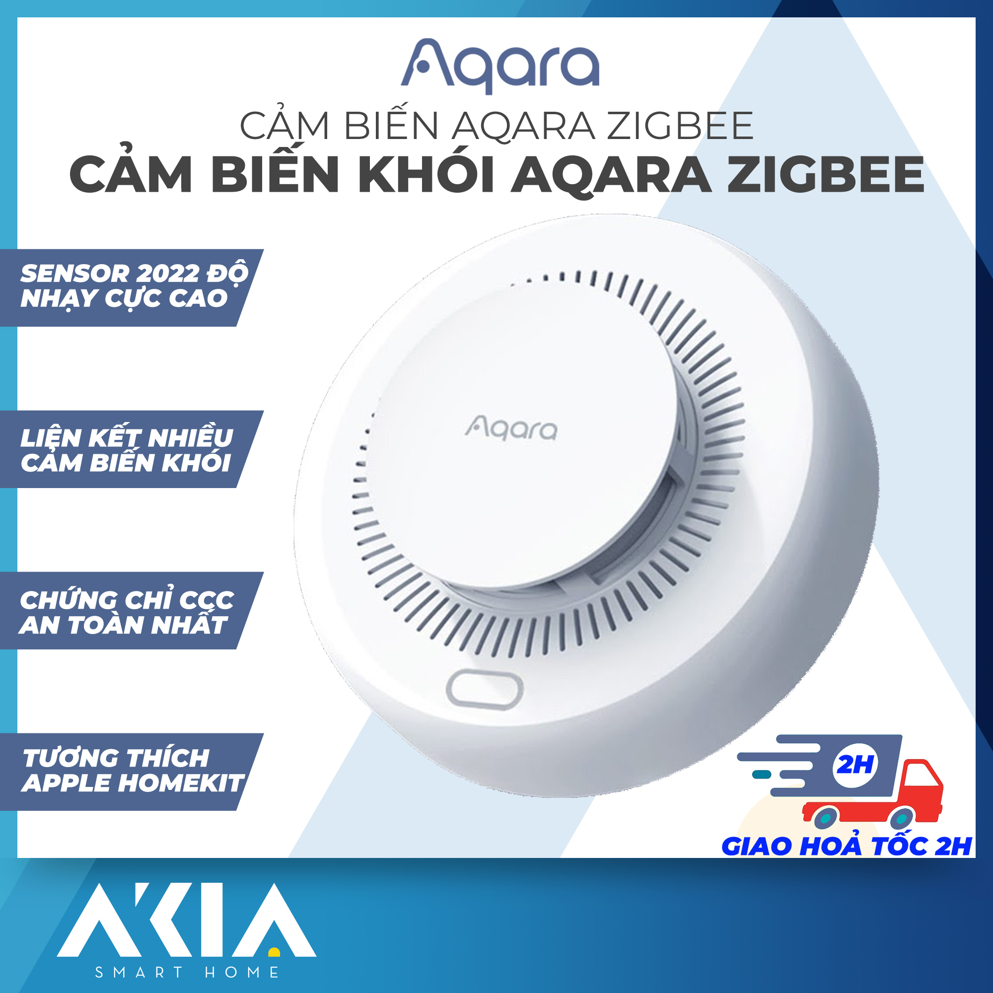 Cảm biến khói Aqara Zigbee 3.0 bản Quốc Tế - Cảm biến báo cháy Aqara, siêu nhạy, Chống báo động giả, Còi lớn cảnh báo, Thông báo lên điện thoại