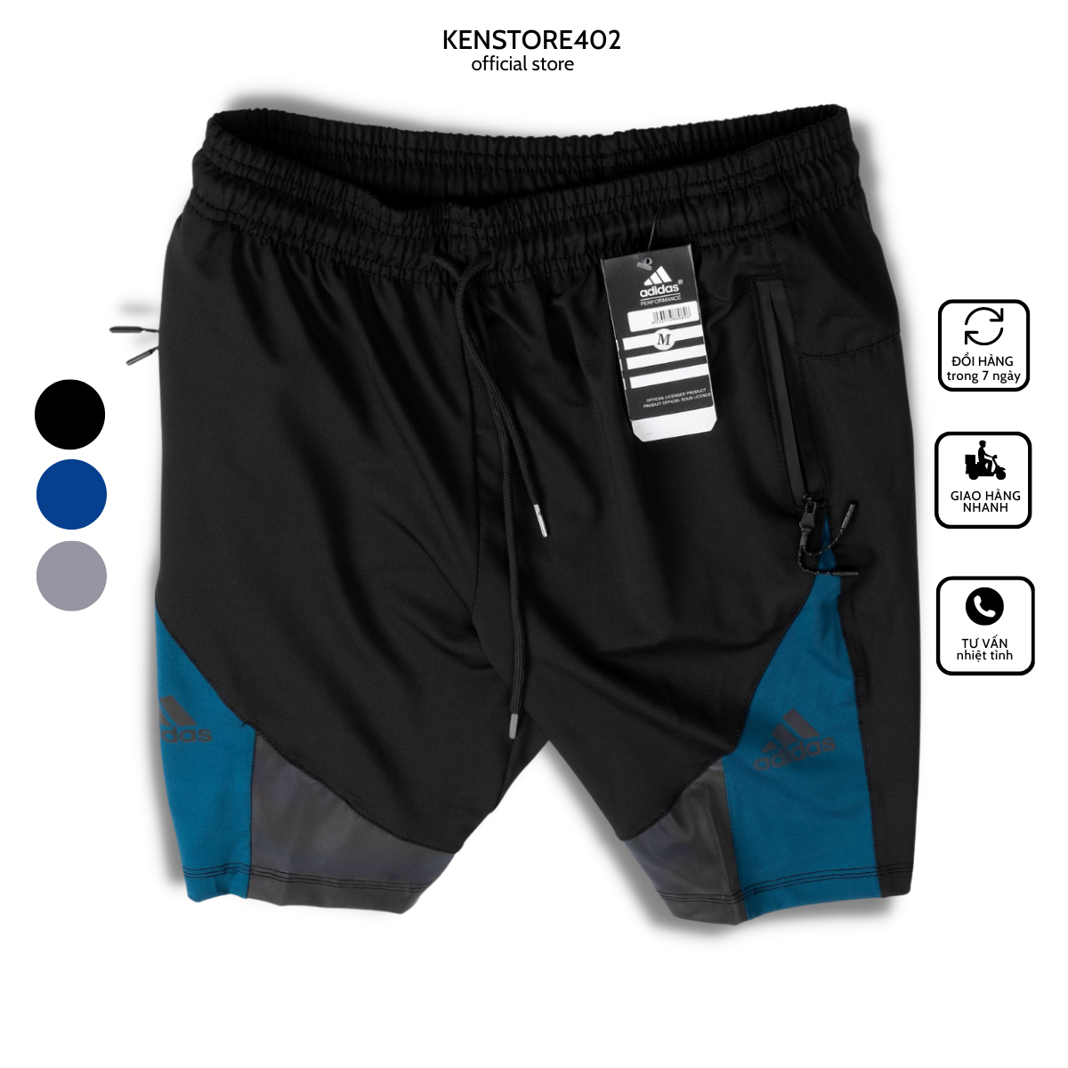 Quần đùi thể thao nam Q32 , quần short thun Poly co giãn 4 chiều phối màu phản quang cực chất