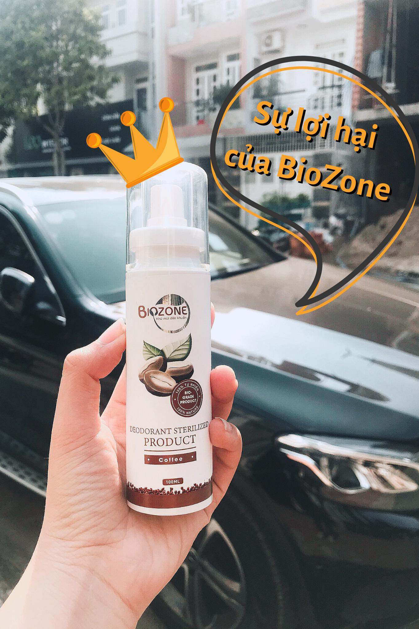 Chai Xịt Khử Mùi Diệt Khuẩn 99,99% BioZone, Mùi Cà Phê 100% Tự nhiên Chai 100ml - An toàn - Diệt Khuẩn Khử Mùi Hôi Ô Tô, Nhà Cửa, Phòng Ngủ Hiệu Quả