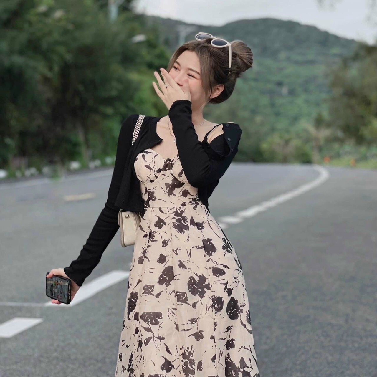 Váy đầm nữ xòe dài kèm áo khoác