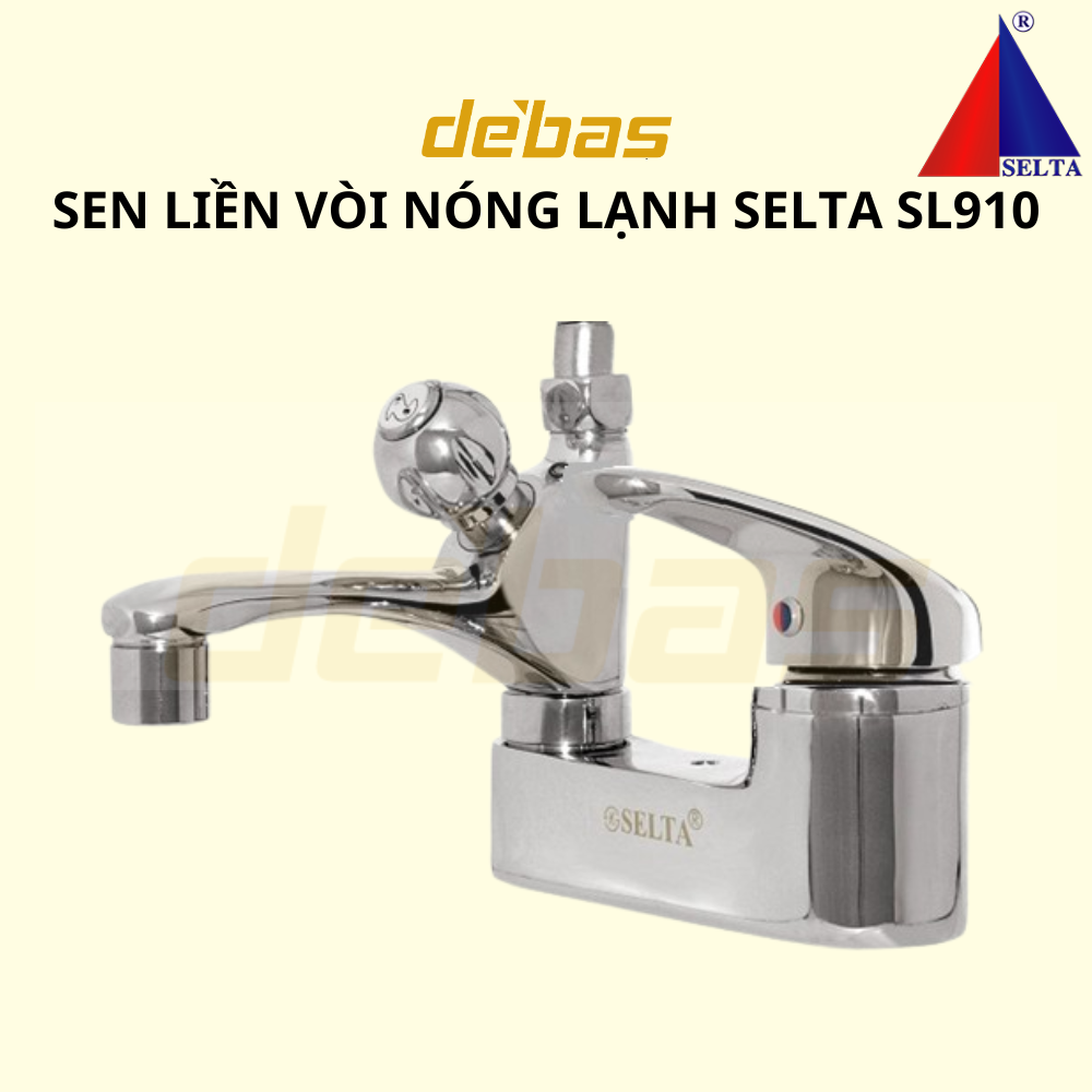 Vòi chậu liền sen nóng lạnh đồng mạ crom sen tắm cao cấp chính hãng Debas V5321 Selta SL910