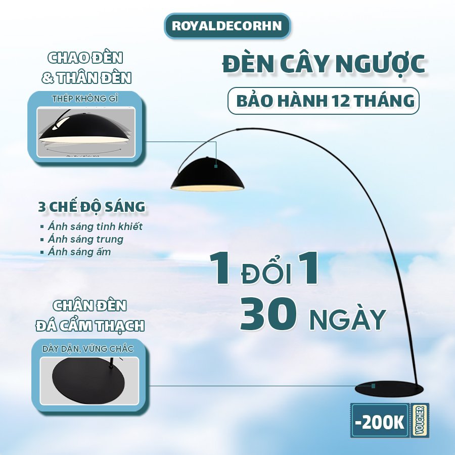 Đèn cây đứng dáng cao trang trí phòng khách phòng ngủ kèm đèn led - royaldecorhn , ánh sáng êm, giúp không gian sang trọng cho phòng khách phòng ngủ