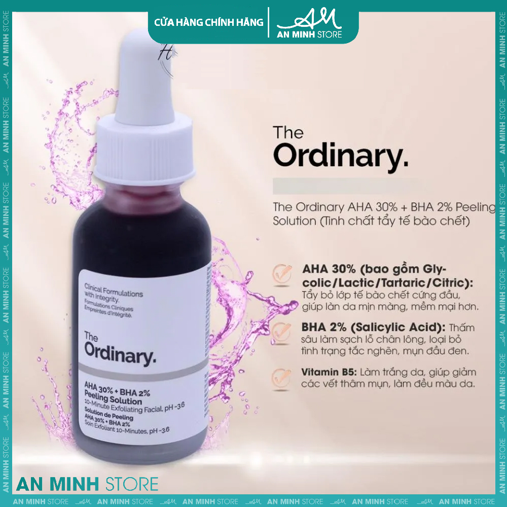 Tinh chất peel da the ordinary aha 30%+bha 2% peeling solution 30ml ngừa mụn giảm thâm sáng da