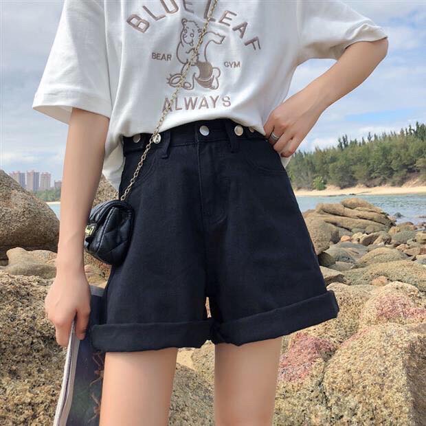 Quần short cạp siêu cao sắn gấu c3