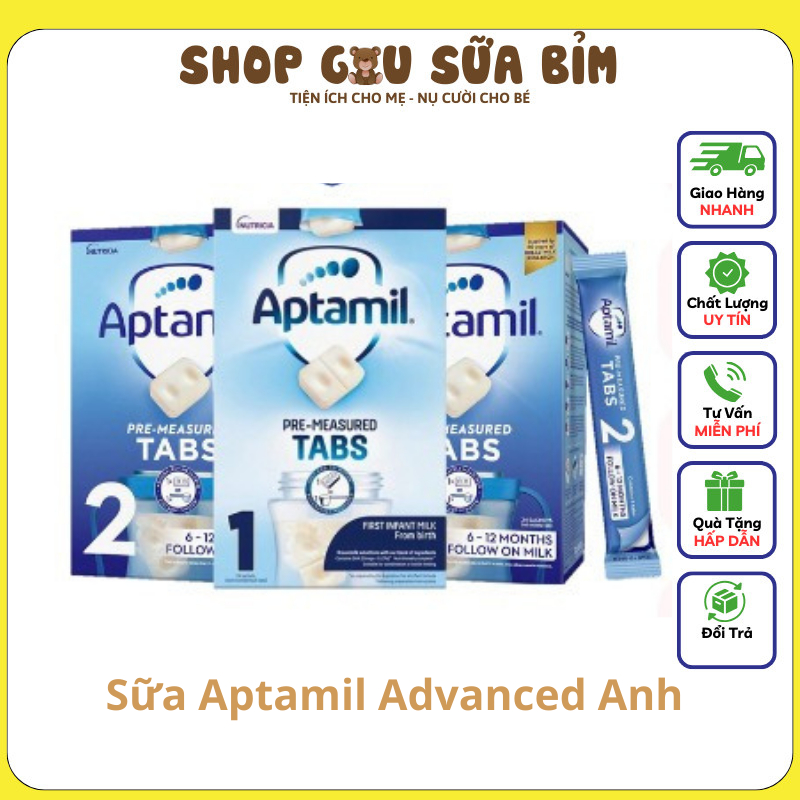 Sữa Aptamil Advanced Anh Hộp 24 Thanh Đủ Số 1-2