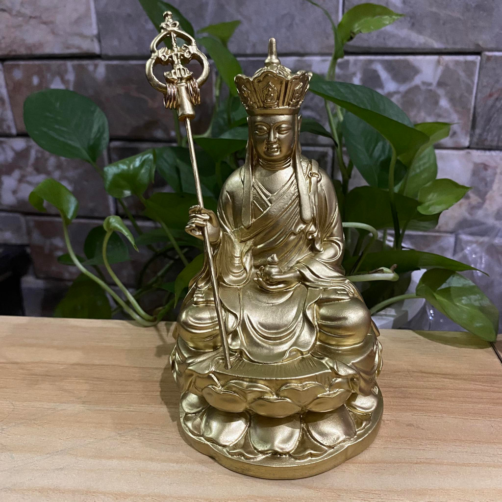 Địa tạng vương bồ tát cao 16 cm mạ đồng