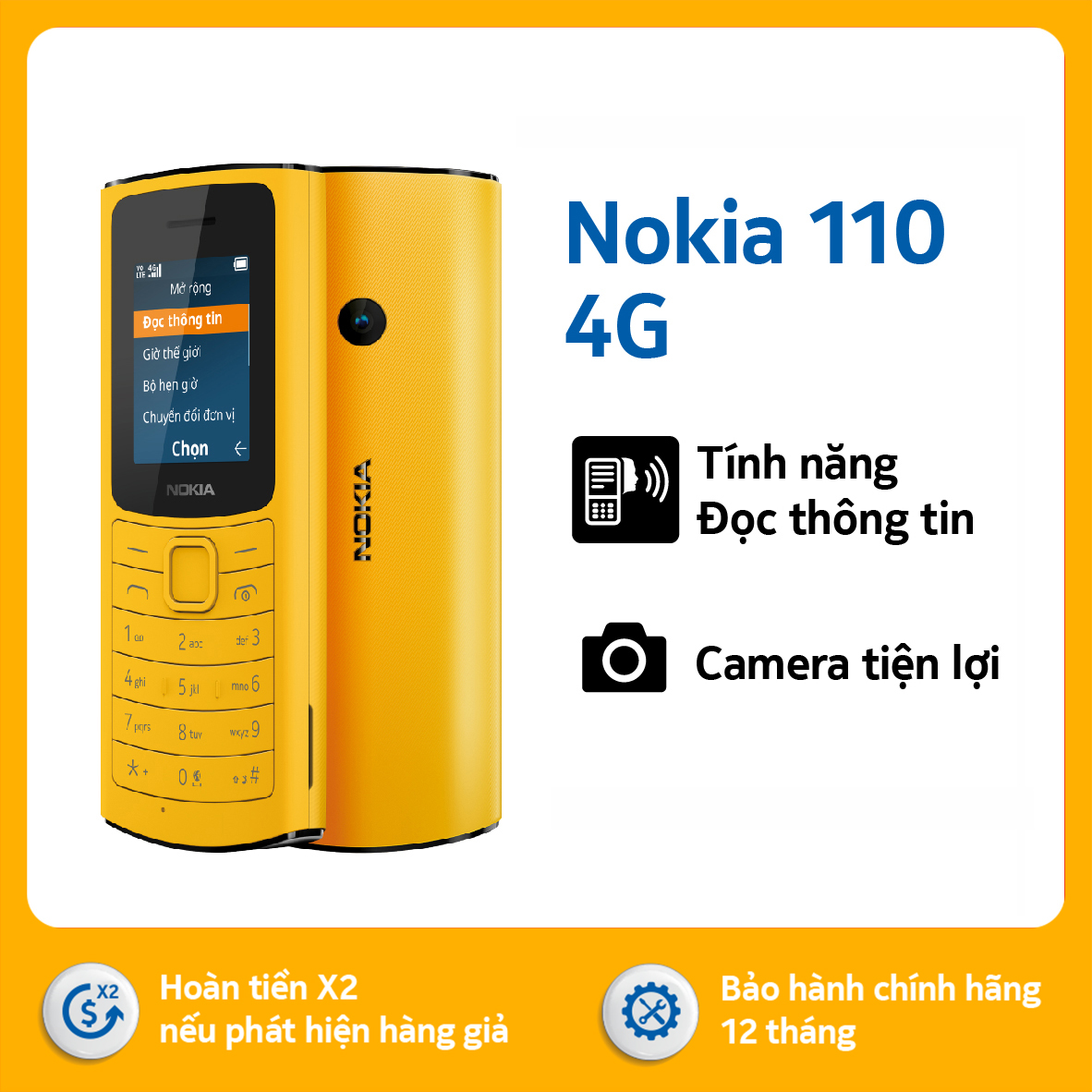 Điện thoại Nokia 110 4G 2 sim- Hàng chính hãng