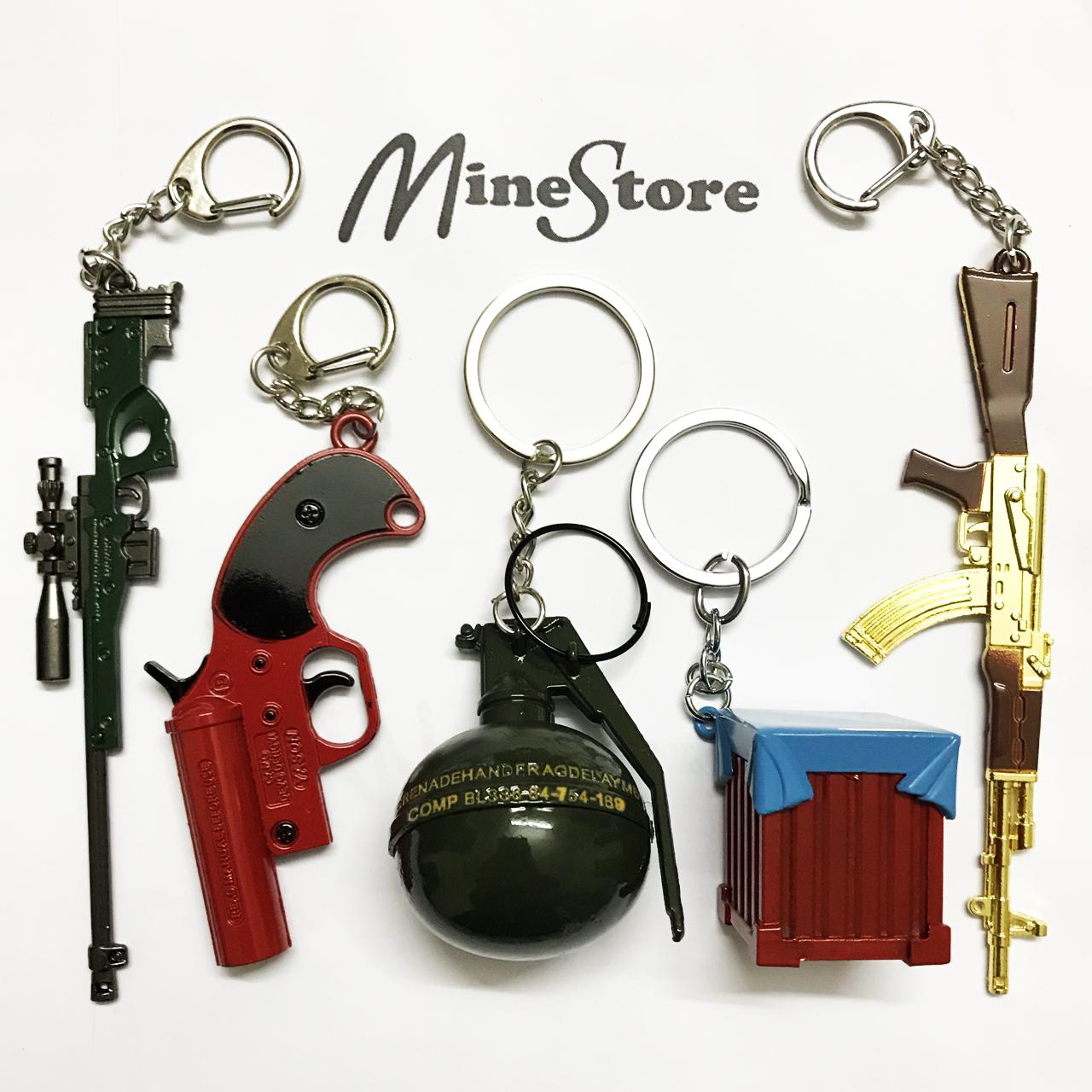 Combo 5 Móc Khóa PUBG: Tín Hiệu Thính, Frag Gre, Hòm Thính, AWM Và AKM - Mô Hình Trưng Bầy PUBG