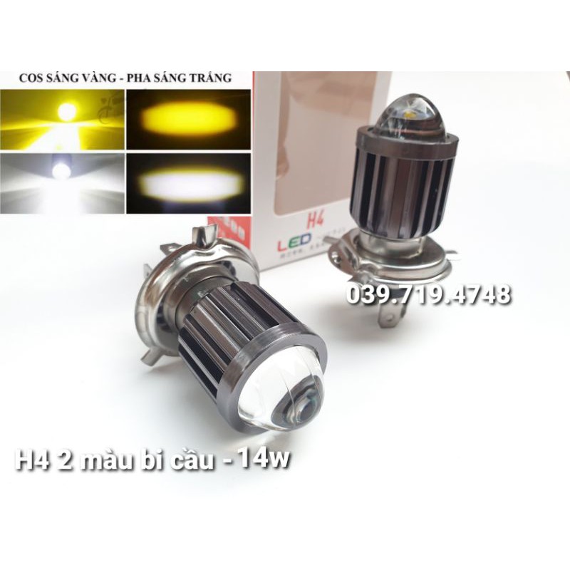 Đèn Pha LED H4 Bi cầu 2 màu Hàng chất lượng cao sáng mạnh, nét