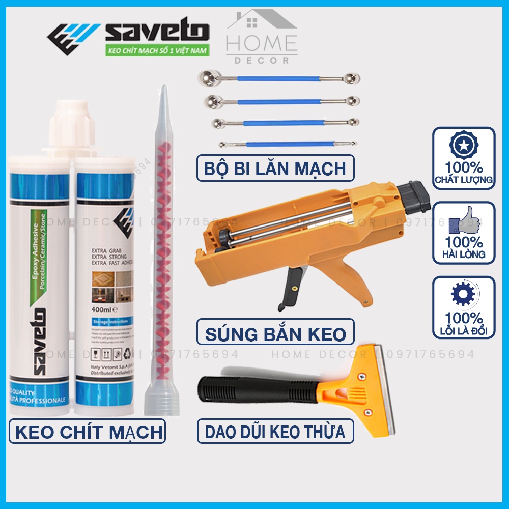 Combo keo chà ron 2 thành phần saveto, keo chà ron, keo chà ron gạch,chống thấm- keo kẻ chỉ gạch cao cấp dành cho sàn nhà-nhà tắm,dụng cụ chà ron gạch