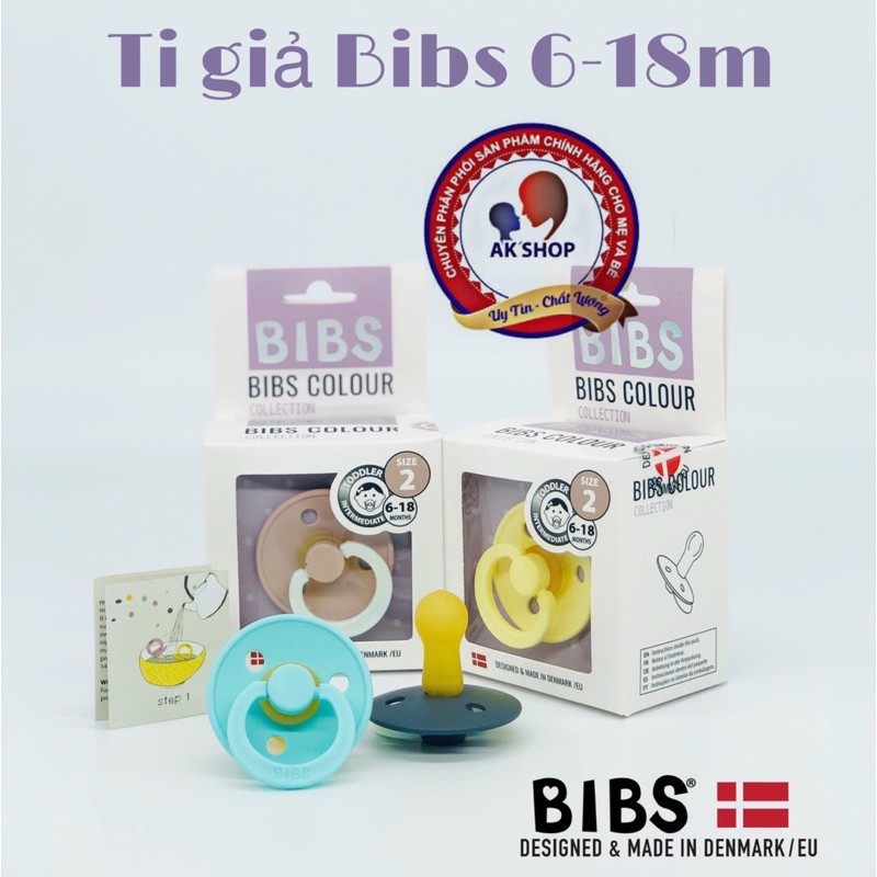 (Tặng Dây Đeo) Ti Giả Bibs Cao Su Bibs Color 6-18M Hàng  Đan Mạch