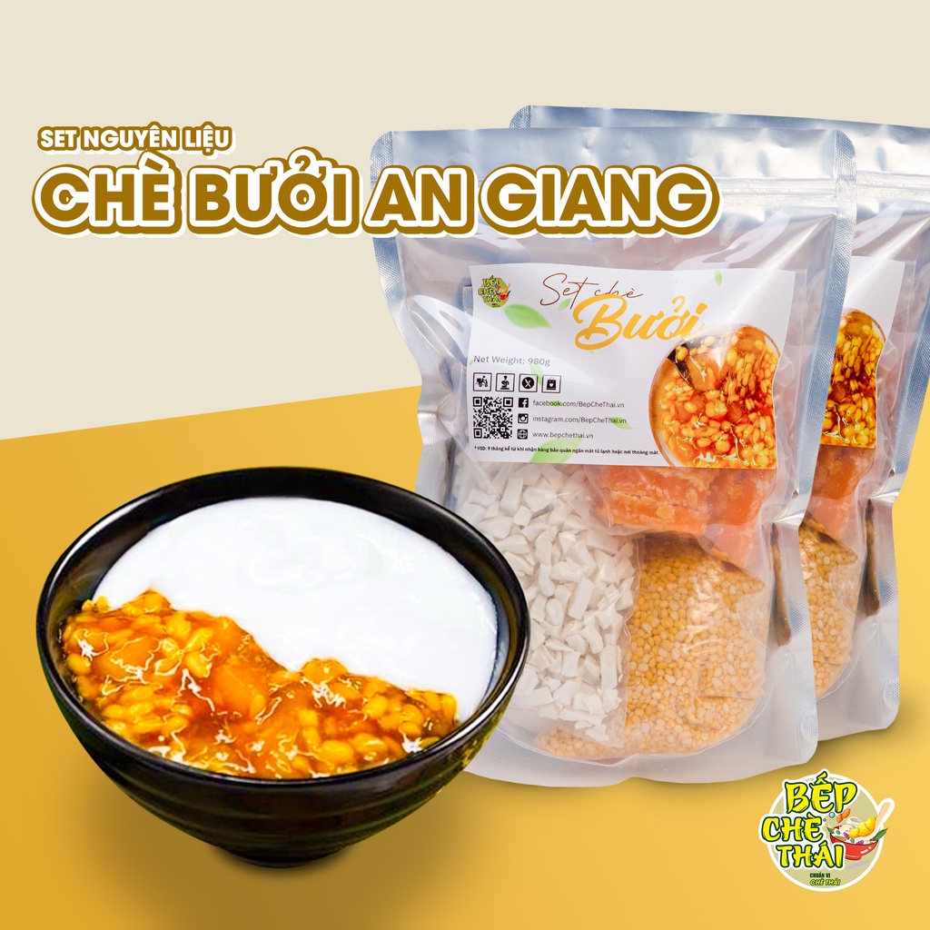 Set chè bưởi đậu xanh siêu cùi an giang tặng kèm công thức nấu - bếp chè thái