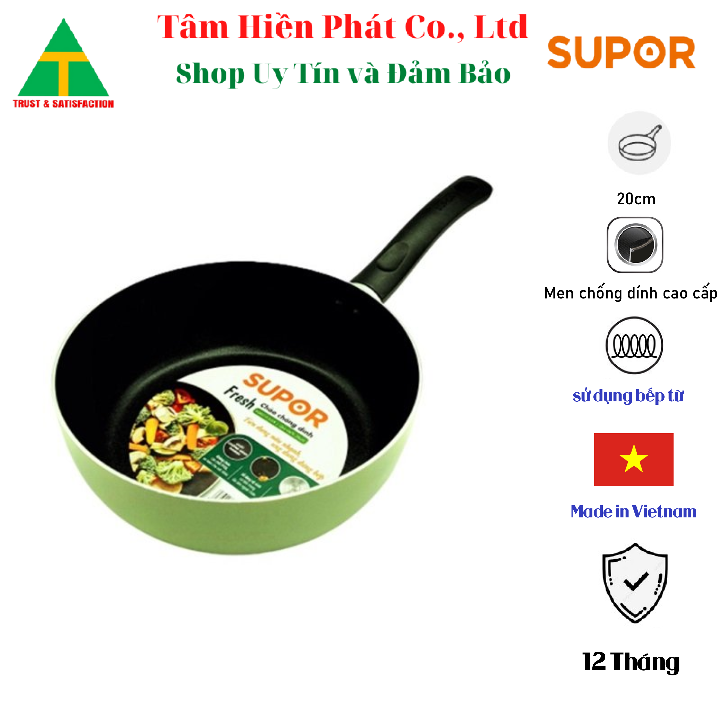 Chảo sâu lồng supor fresh ih supor h20213-sj20 - màu xanh bơ 20cm