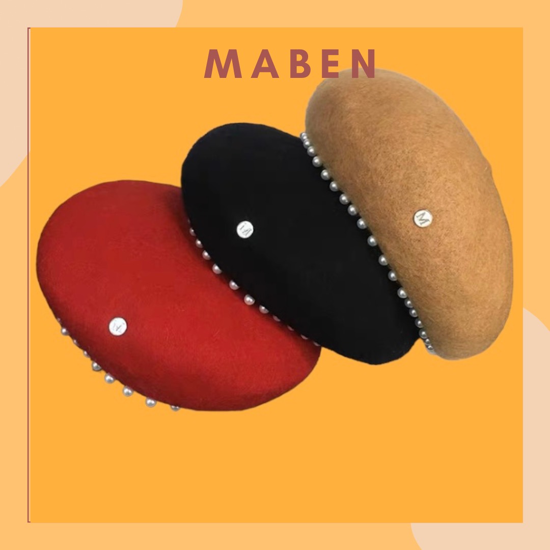 Mũ nỉ nồi đính hạt bẹt - nón nỉ - nón beret