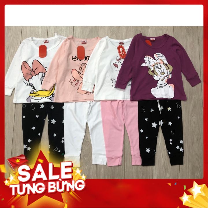 Bộ dài tay cho bé gái - set bộ muji chất cotton mềm mịn cho bé gái size 2-6 tuổi
