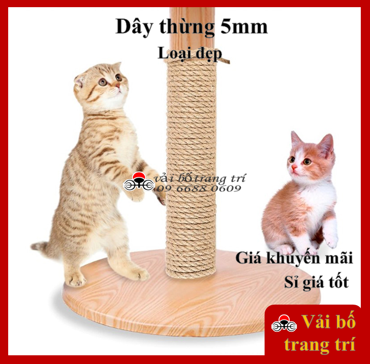 Dây thừng 5mm, dây thừng trang trí, dây đay, dây cói làm handmade, cào móng mèo, decor, gói quà, cat tree
