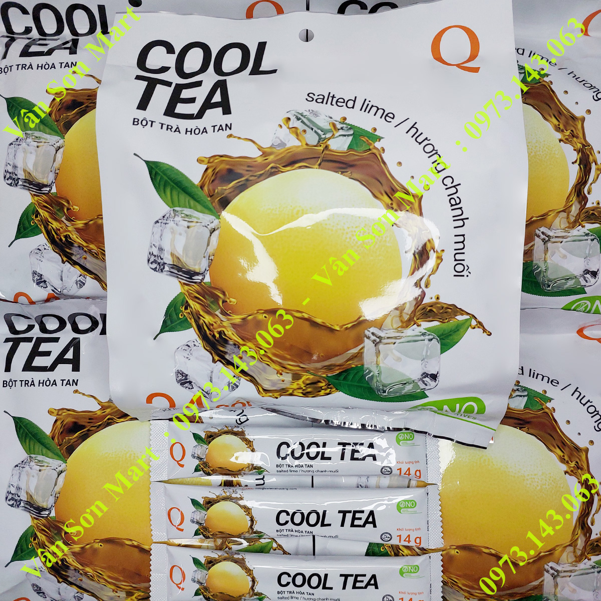 05 bịch Trà Chanh Muối Cool Tea Trần Quang 336g (24 gói dài x 14g)