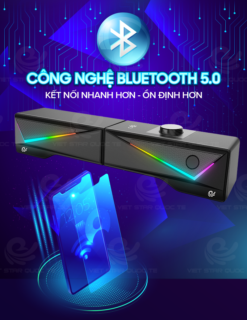 Loa máy tính- Loa Bluetooh để bàn VIET STAR VS167 - Nhựa cứng ABS-Hiệu ứng