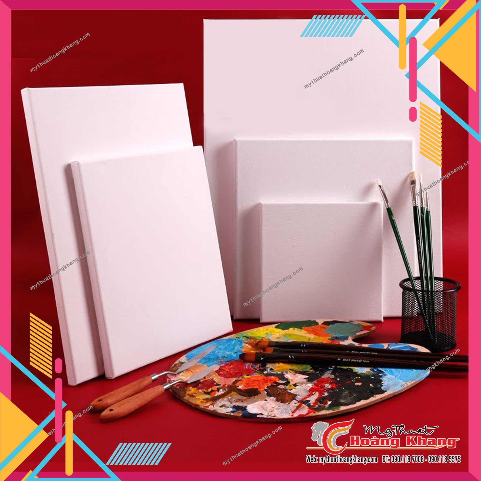 Vải Vẽ Tranh Sơn Dầu , Sơn Axilic , Màu Nước Căng sẵn lên khung ,[5 SIZE ] kích thước 60cm x 60cm - 60cm X 80cm - 60cm x 90cm - 70cm x 70cm - 80 x 80 ( Tặng móc treo)