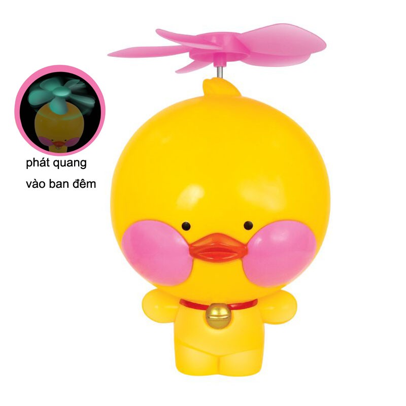 Đồ chơi quạt quay tay mini dạ quang đêm hình vịt con đáng yêu