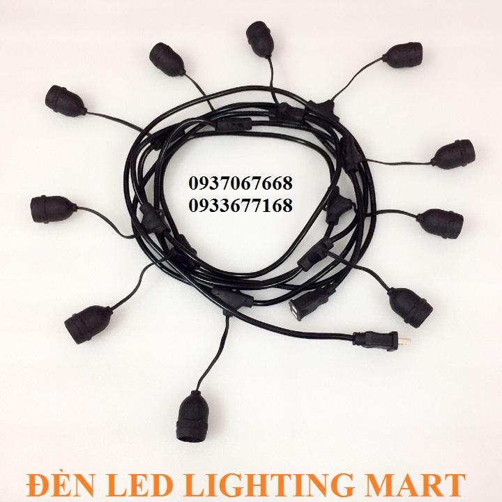 Bộ dây đui đèn 5m 10 đui kín nước sử dụng được ngoài trời - chưa bao gồm bóng