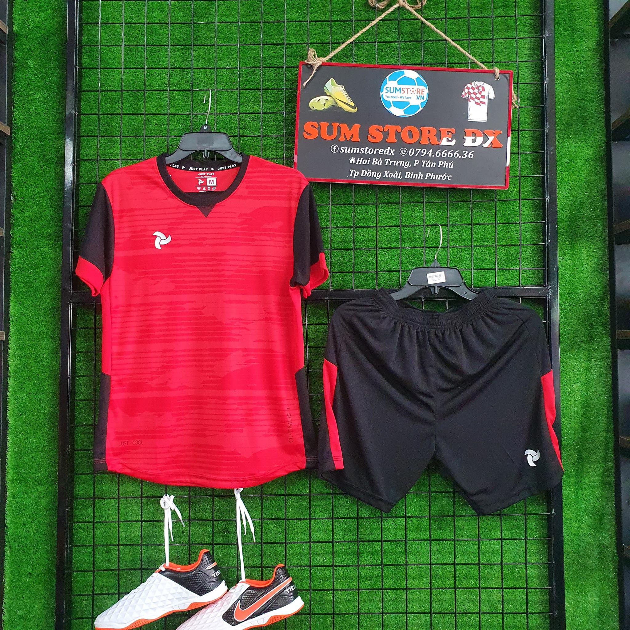 Quần Áo Bóng Đá Không Logo Cao Cấp Justplay Optimus Đỏ-Đồ Thể Thao Nam Nữ Mẫu Mới, Cực Đẹp, Giá Rẻ