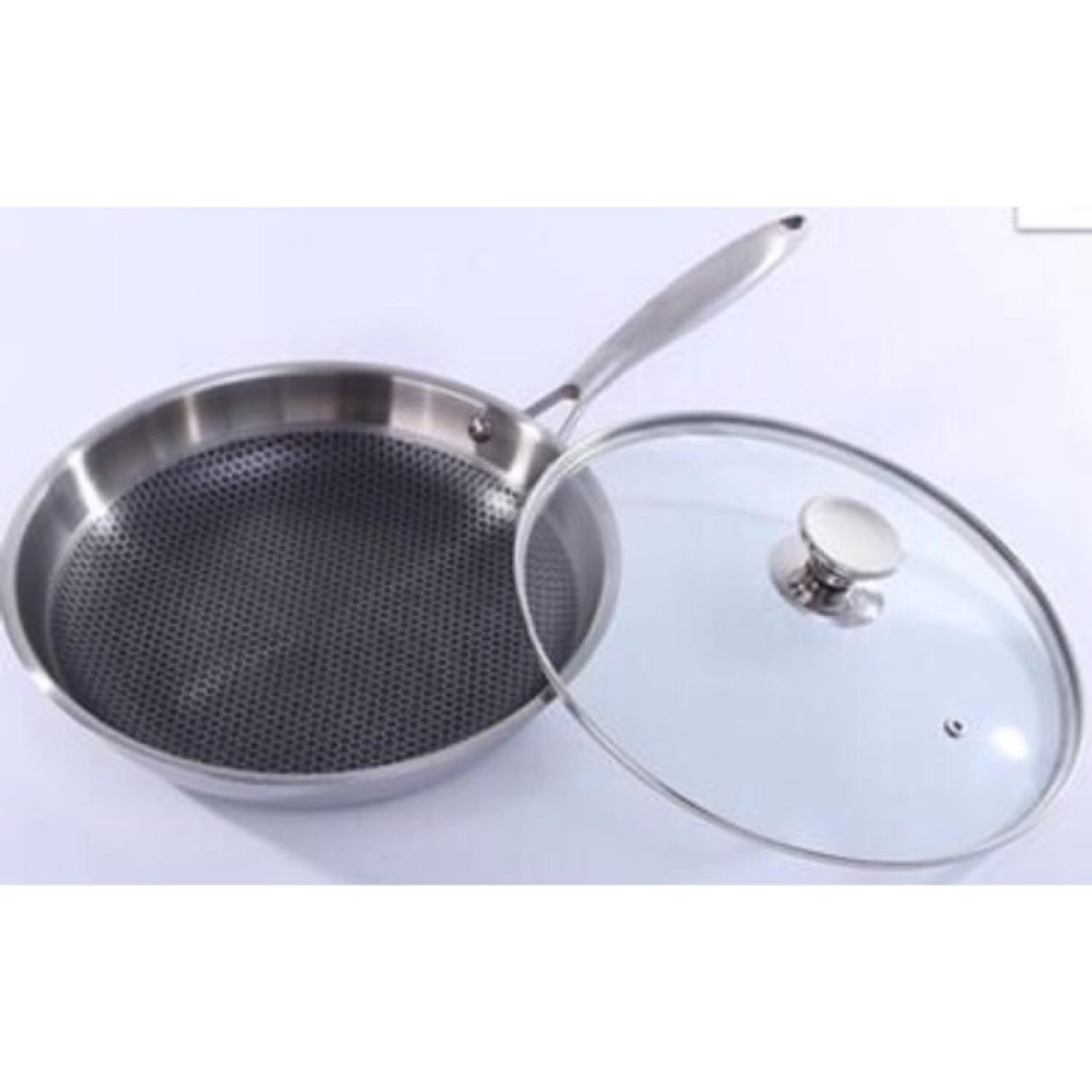 Chảo inox chống dính tổ ong phi 28cm, dùng được trên bếp từ và các loại bếp khác