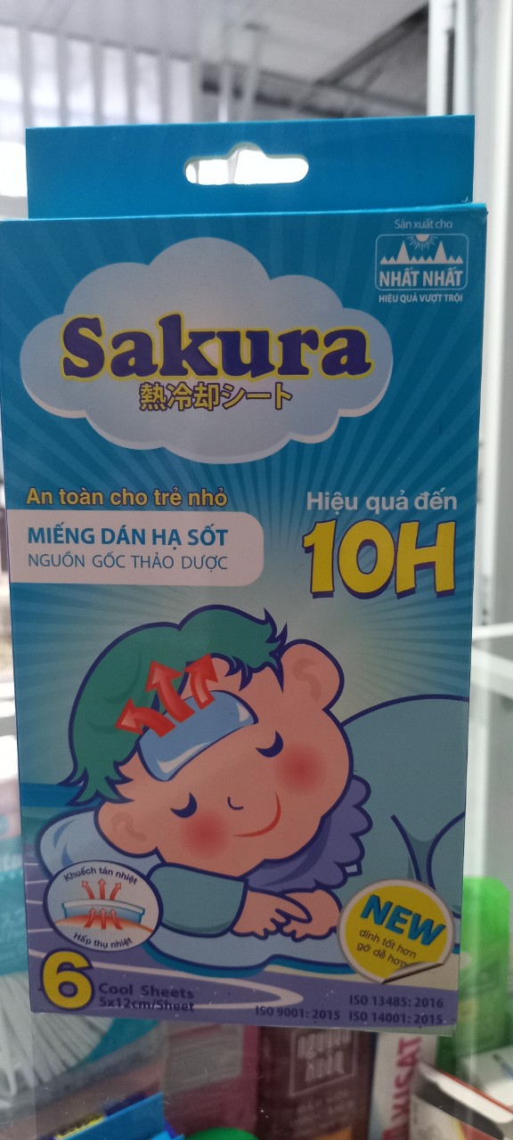 Miếng dán hạ nhiệt làm mát SAKURA Hộp 6 miếng