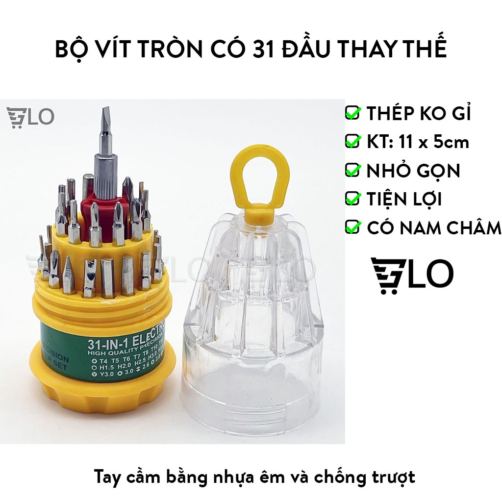 Bộ vít tròn có 31 đầu thay thế 31 in 1 nhỏ gọn tiện lợi