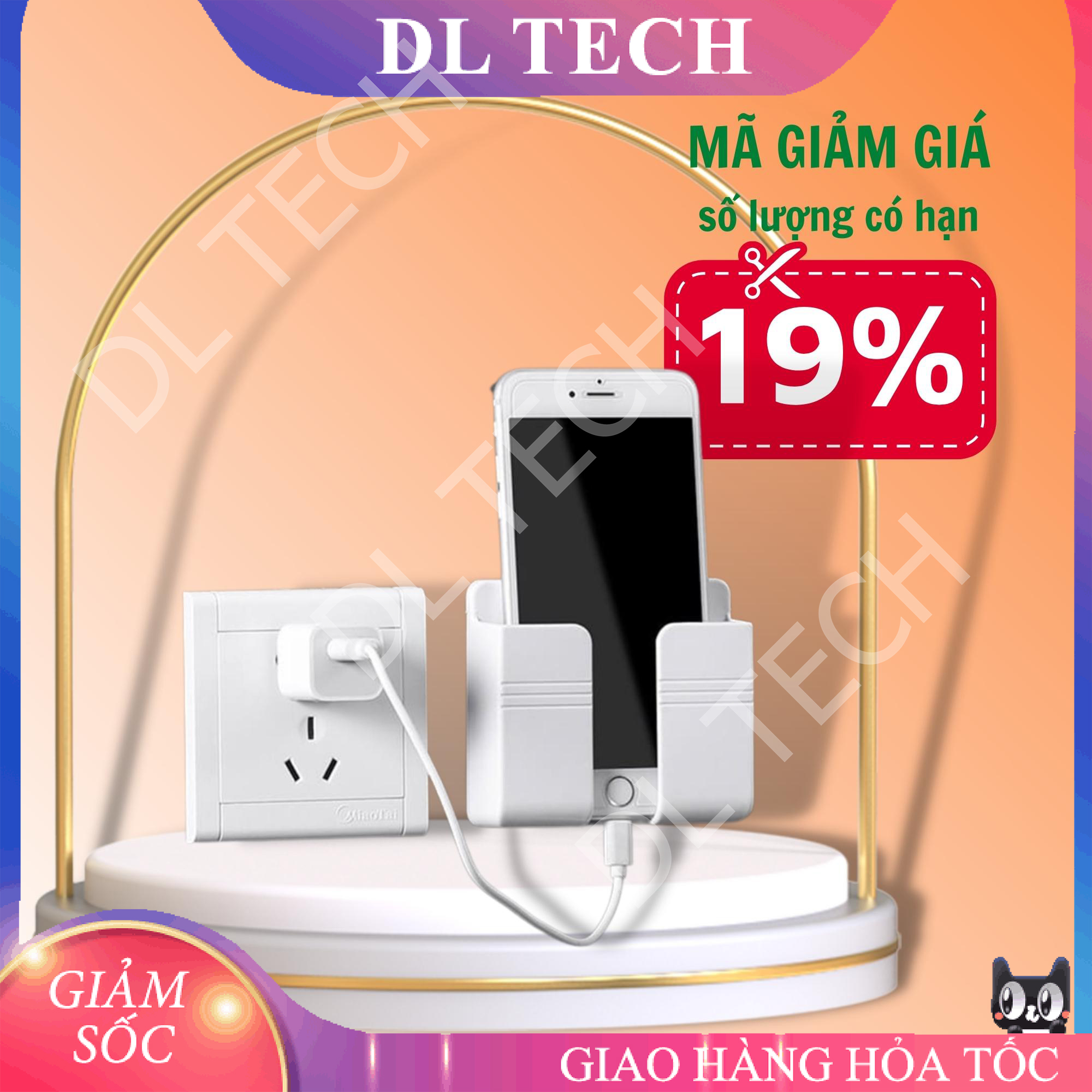 Giá đỡ kẹp để điện thoại, điều khiển dán tường tiện lợi sang trọng gdt01 dl tech