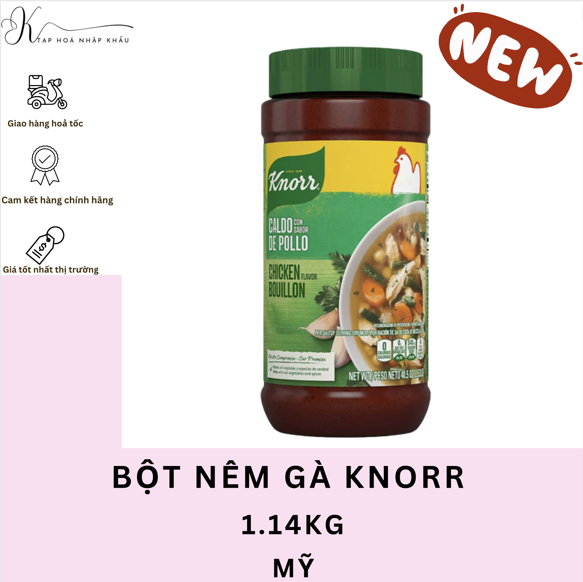 Bột nêm gà knorr mỹ 1.14kg