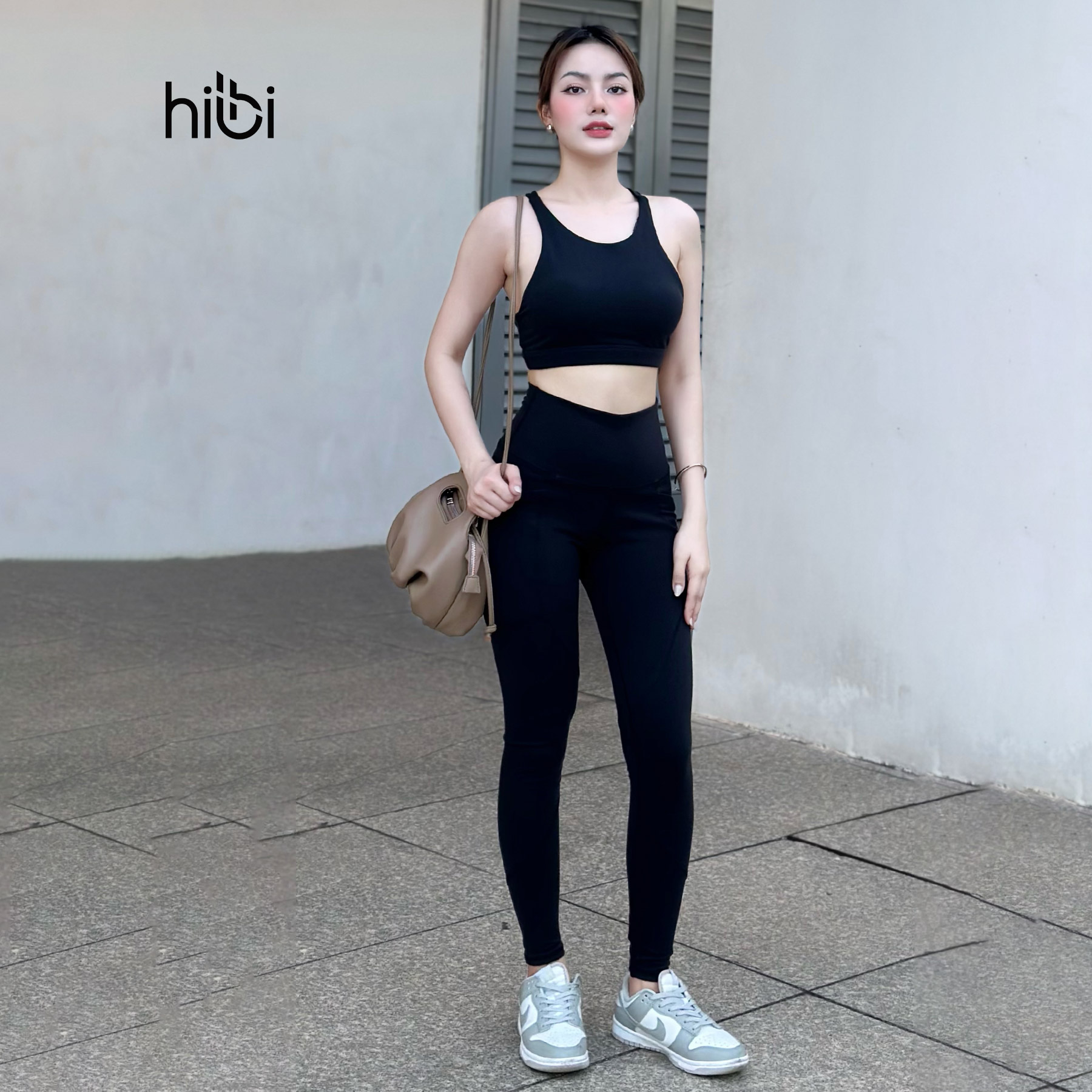 Set đồ tập Yoga Gym thiết kế cao cấp Hibi Sports H110 - Áo 2 dây cổ yếm - Quần lưng cao tôn dáng - K