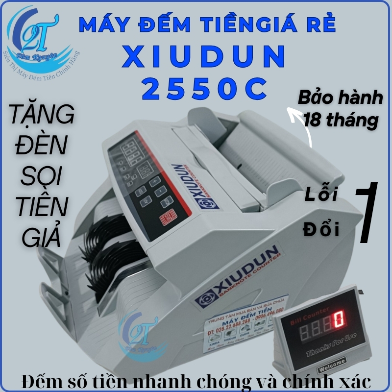 Máy đếm tiền giá rẻ Xiudun 2550C, Đếm Tiền Cotton và Polymer, Hoàn Toàn Tự Động, Siêu Nhanh (1200 tờ/phút), Bảo Hành 18 Tháng