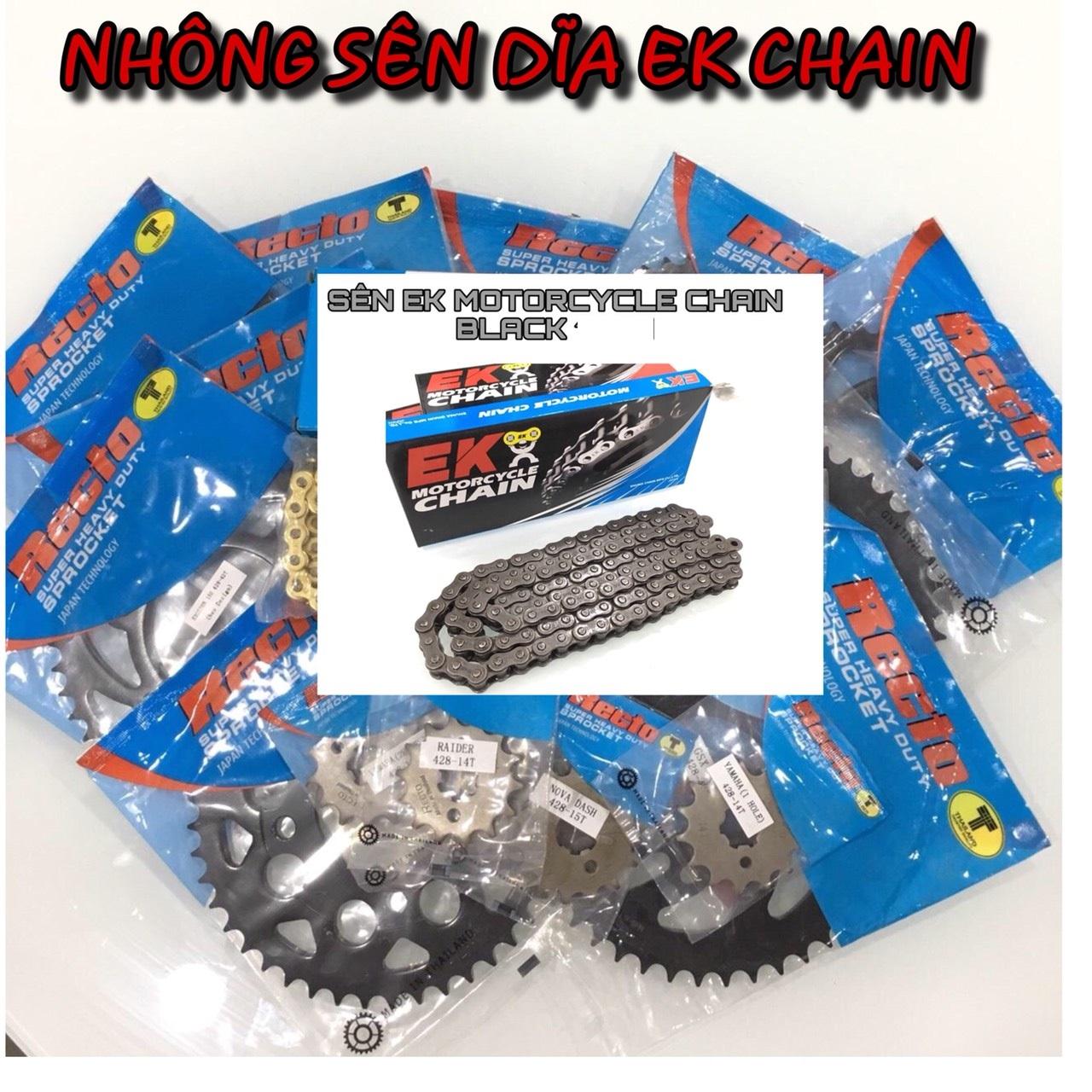 Bộ nsd sên ek chain black 124m + nhông dĩa recto jupiter-taurus-ju fi-sirius