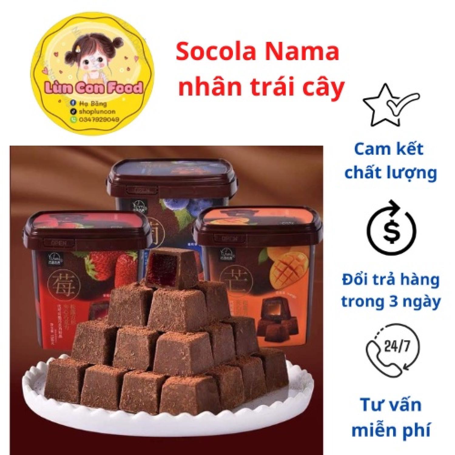 Socola nama tươi - nama socola nhân trái cây - lùn con food