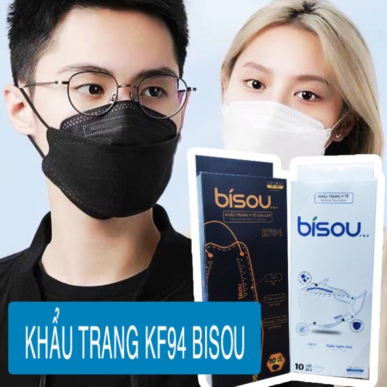 Hộp 10 khẩu trang 4d cao cấp tiêu chuẩn kf94 bisou