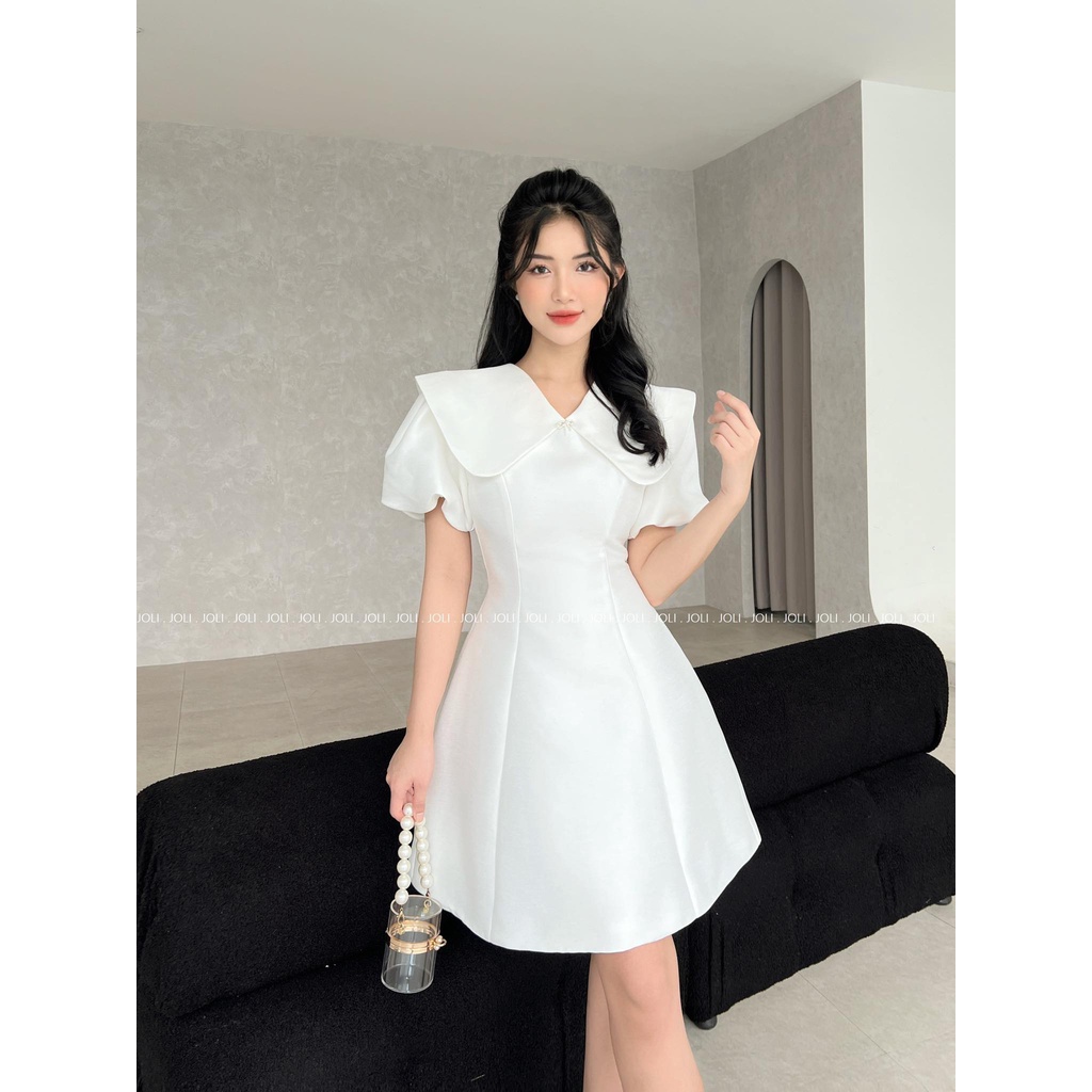 Đầm dự tiệc JOLI dáng xòe nhẹ cổ chữ V tay ngắn