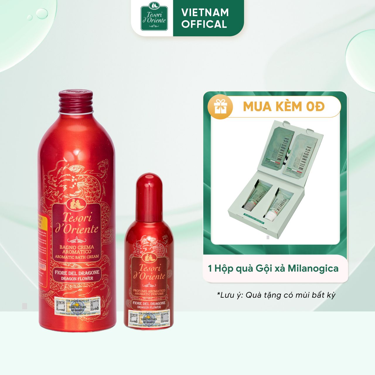 Combo sữa tắm Terosi 500ml và nước hoa dạng xịt Tesori d'Oriente 100ml cao cấp hương thơm quyến rũ lưu hương đến 8 giờ