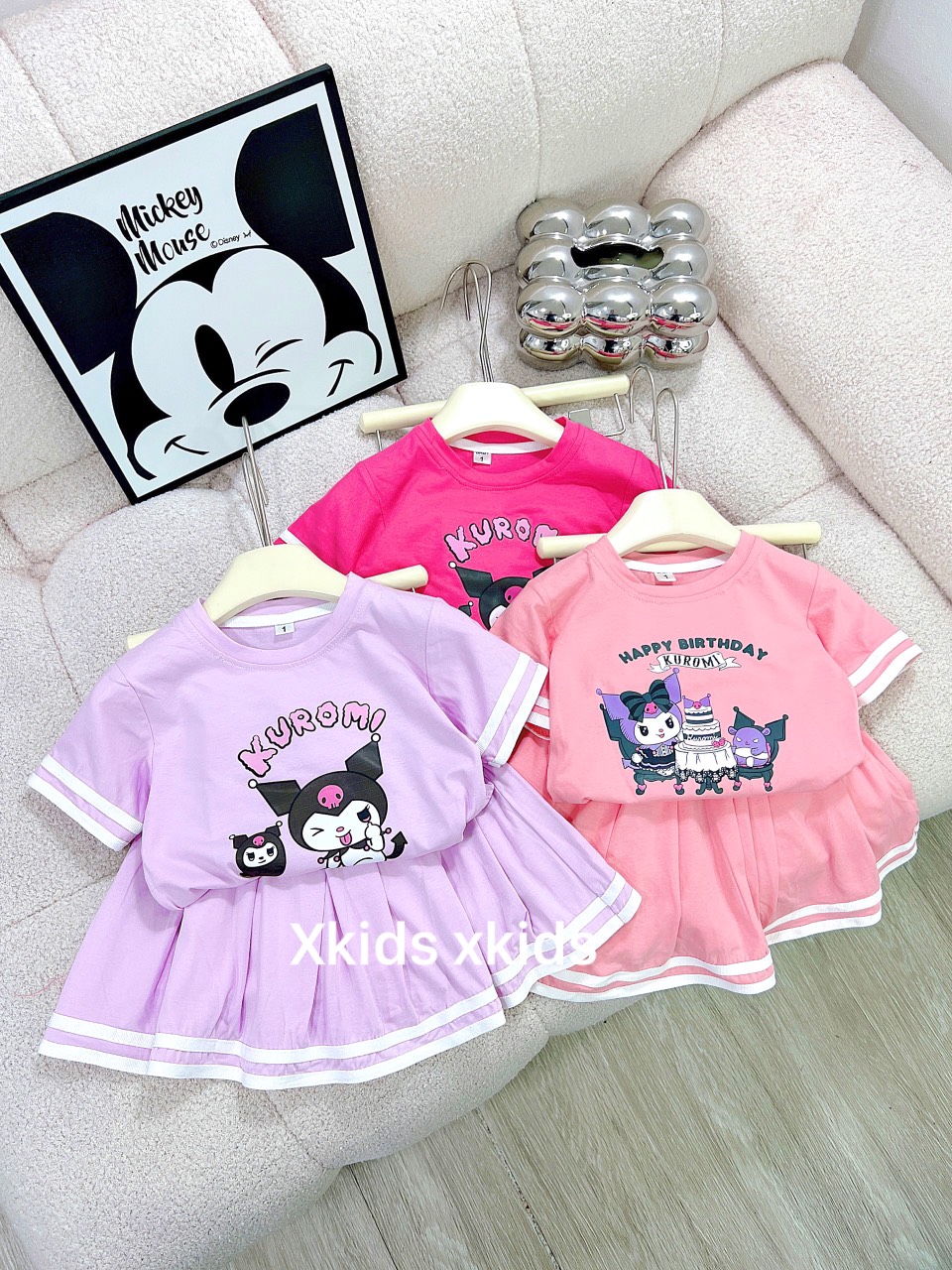 Váy Kuromi cho bé gái 10-33kg size đại Set váy học sinh cho bé gái dễ thương, váy đầm bé gái diện hè
