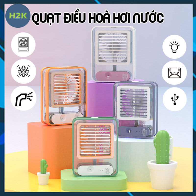 Quạt phun sương hơi nước trong suốt kèm đèn siêu đẹp dung tích 150ml