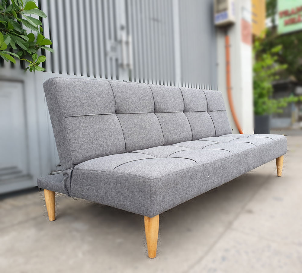 Ghế sofa bed màu xám ghi cực sang 5 chân gỗ - sopha giường đa năng khung gỗ tự nhiên bền chắc