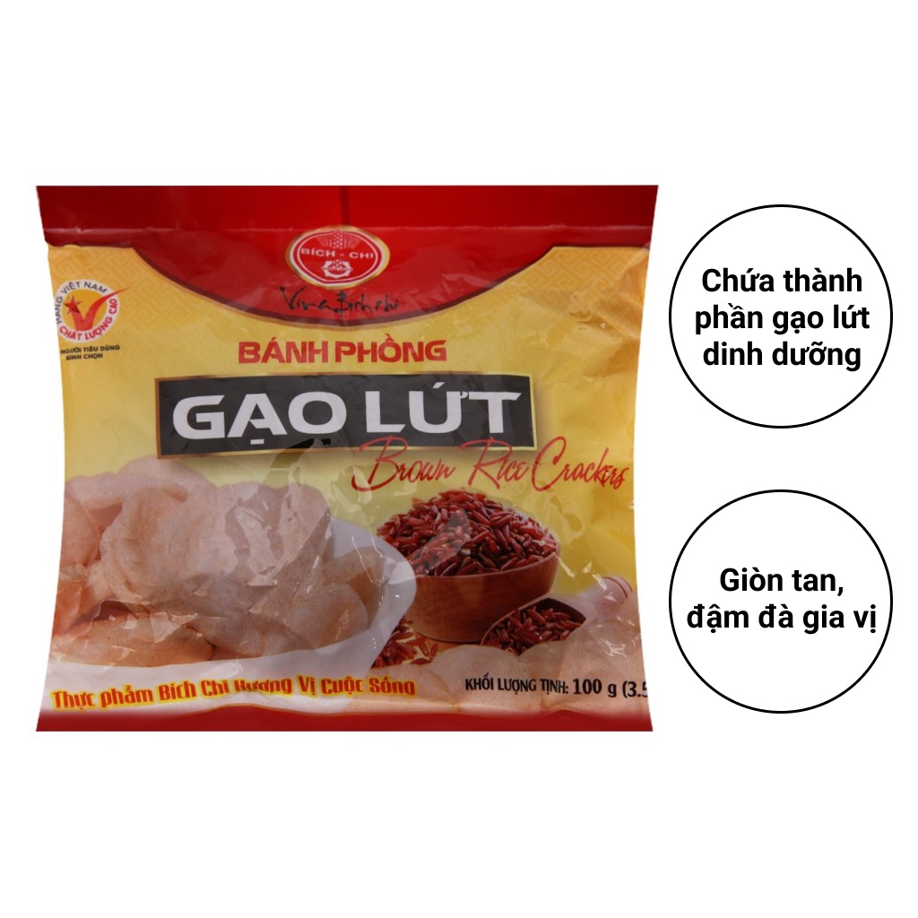 Bánh phồng gạo lứt Bích Chi gói 100g