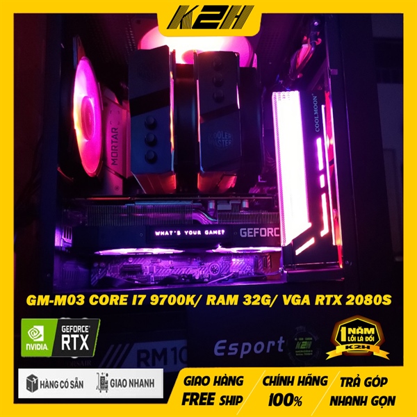 K2h gm-mid03 core i7 9700k/ ram ddr4 32g-3200/ ssd nvme 1tb/ vga rtx 2080 supper/ psu 1000w – bảo hành 1 đổi 1 – 12 tháng
