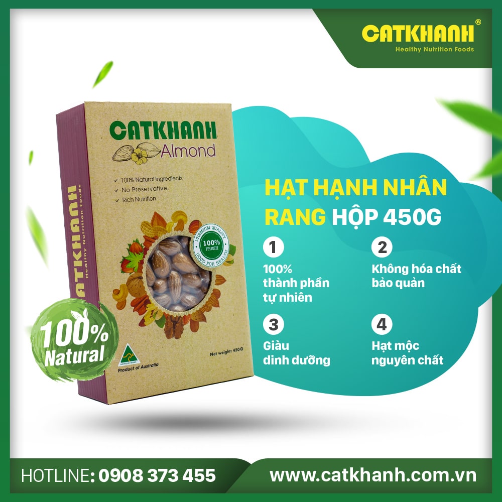 Hạt hạnh nhân rang hộp 450gr - Giao nhanh