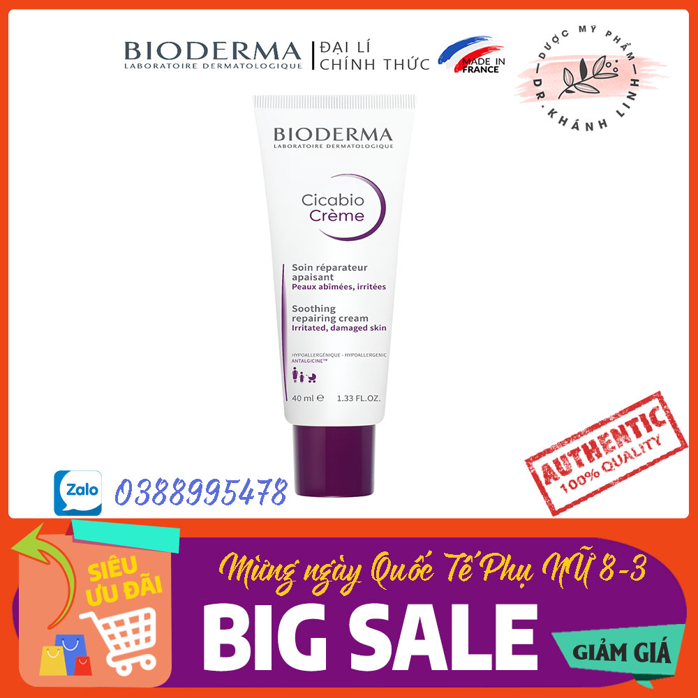 Kem Dưỡng Bioderma Hỗ Trợ Phục Hồi Và Làm Dịu Da 40ml Cicabio Creme(Bio Tím)