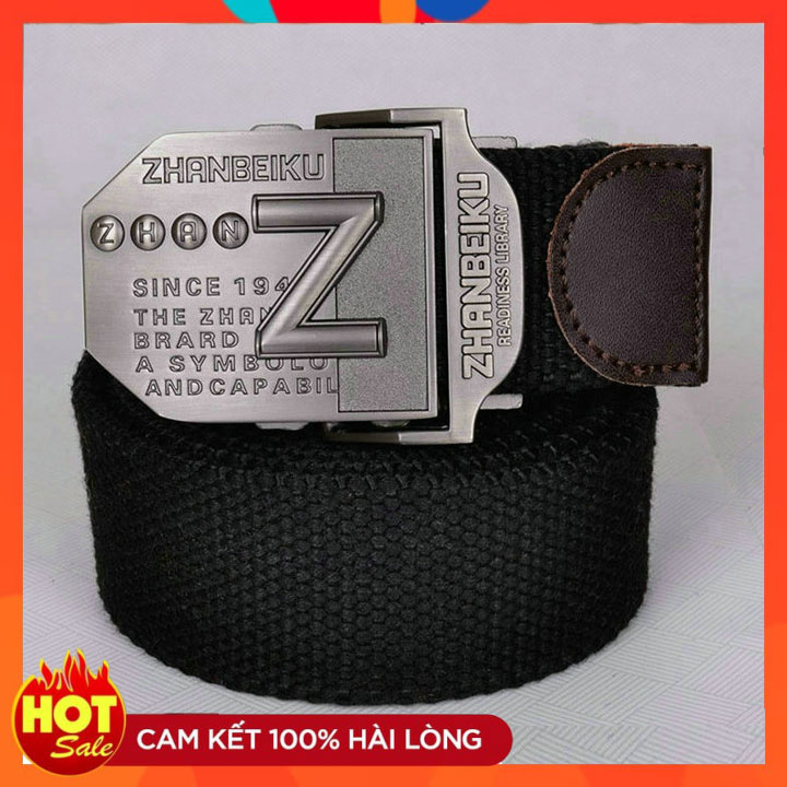 Thắt lưng vải lính mỹ ZHANBEIKU A688 mặt khóa kim loại hợp kim thép chống ghỉ cao cấp, dây vải dù dệt 2 lớp cực bền không bai xù chất liệu cotton cao cấp