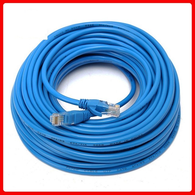 Dây mạng cat 6 bấm sẵn 2 đầu 70m, 80m, 90m xanh - test thông mạng trước khi giao